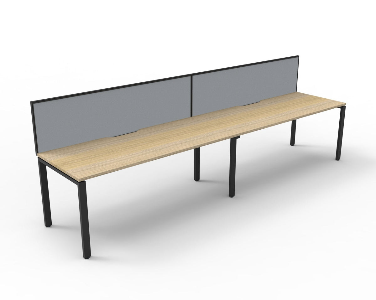 Rapidline Deluxe Infinity Single Sided 2 Person Workstation Profile Leg 1500 x 750mm with Screen Natural Oak / Black Satin