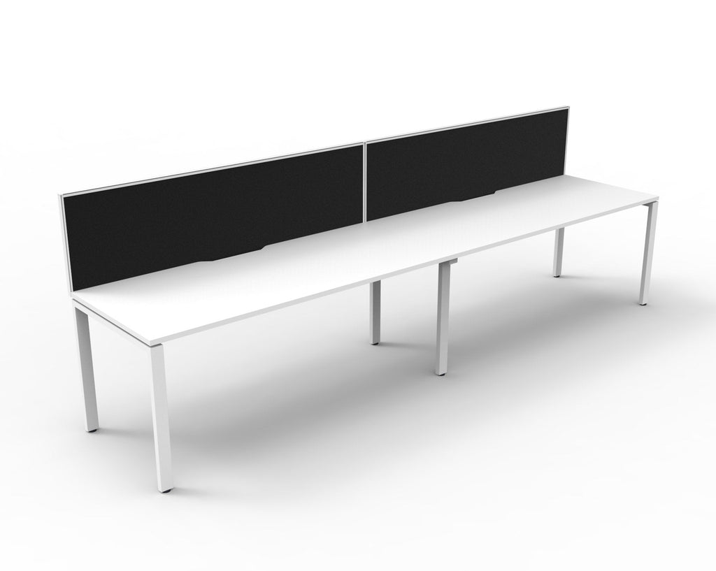 Rapidline Deluxe Infinity Single Sided 2 Person Workstation Profile Leg 1800 x 750mm with Screen Natural White / White Satin