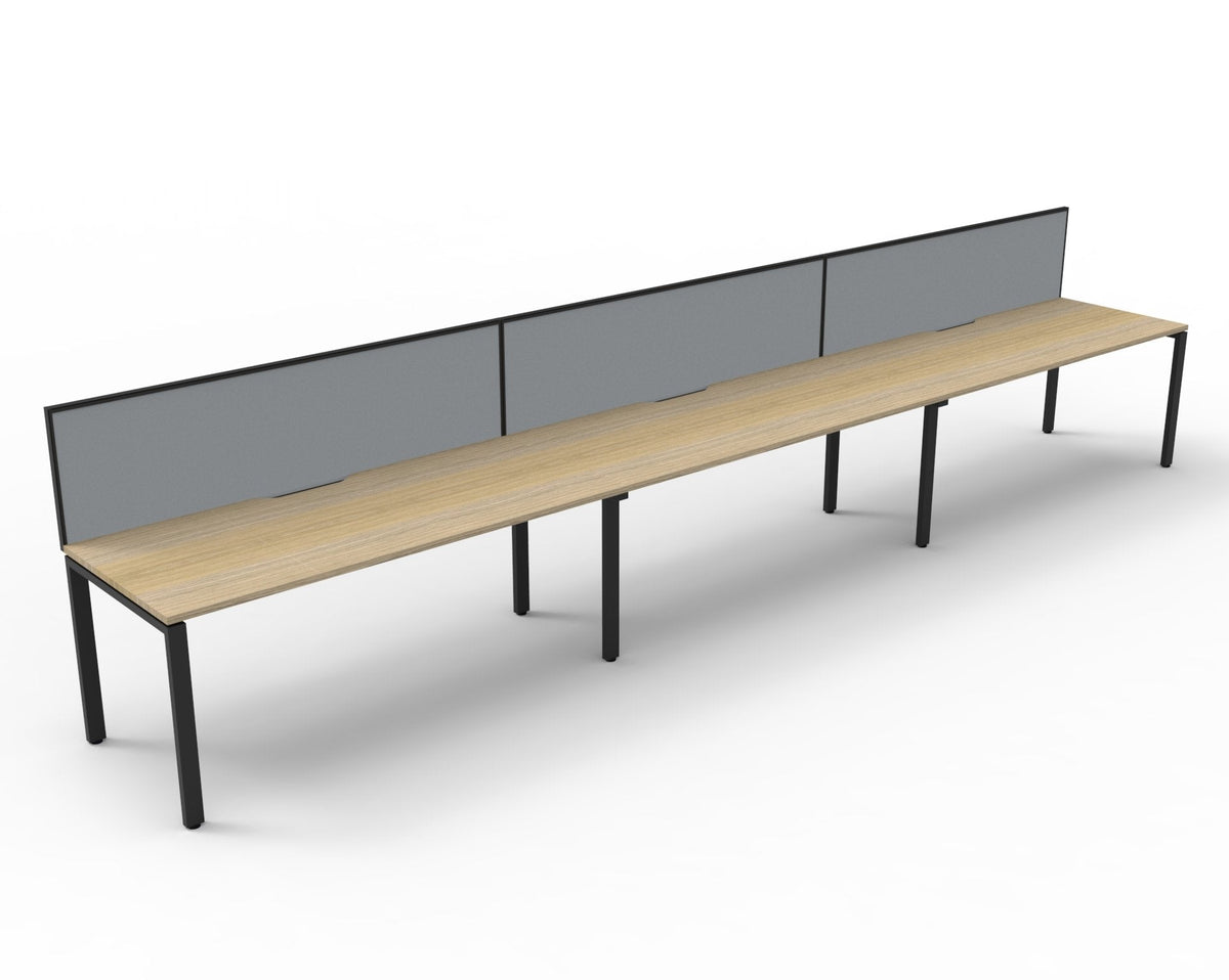 Rapidline Deluxe Infinity Single Sided 5 Person Workstation Profile Leg 1500 x 750mm with Screen Natural White / Black Satin