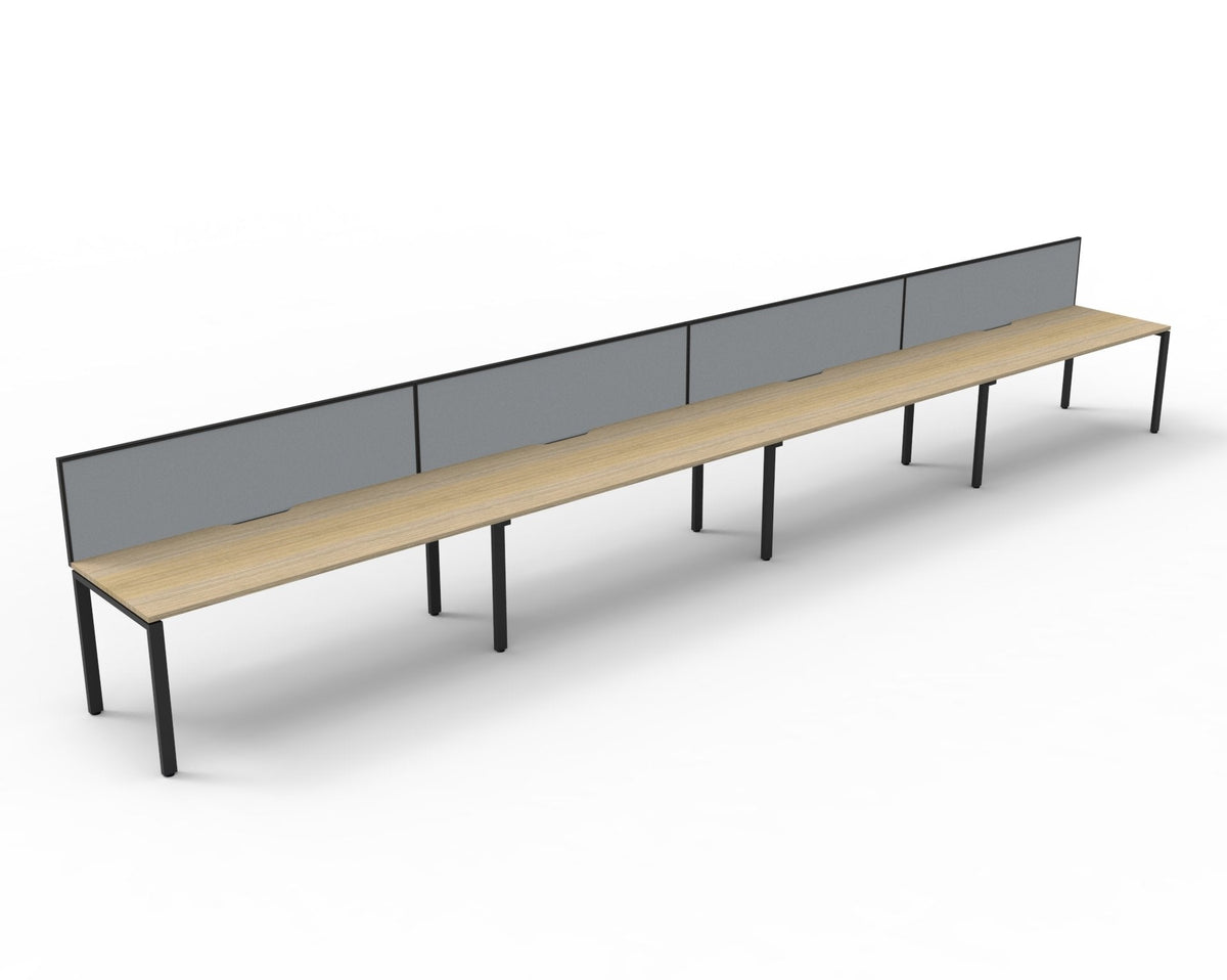 Rapidline Deluxe Infinity Single Sided 4 Person Workstation Profile Leg 1200 x 750mm with Screen Natural Oak / Black Satin