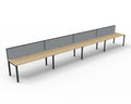 Rapidline Deluxe Infinity Single Sided 4 Person Workstation Profile Leg 1500 x 750mm with Screen Natural Oak / Black Satin