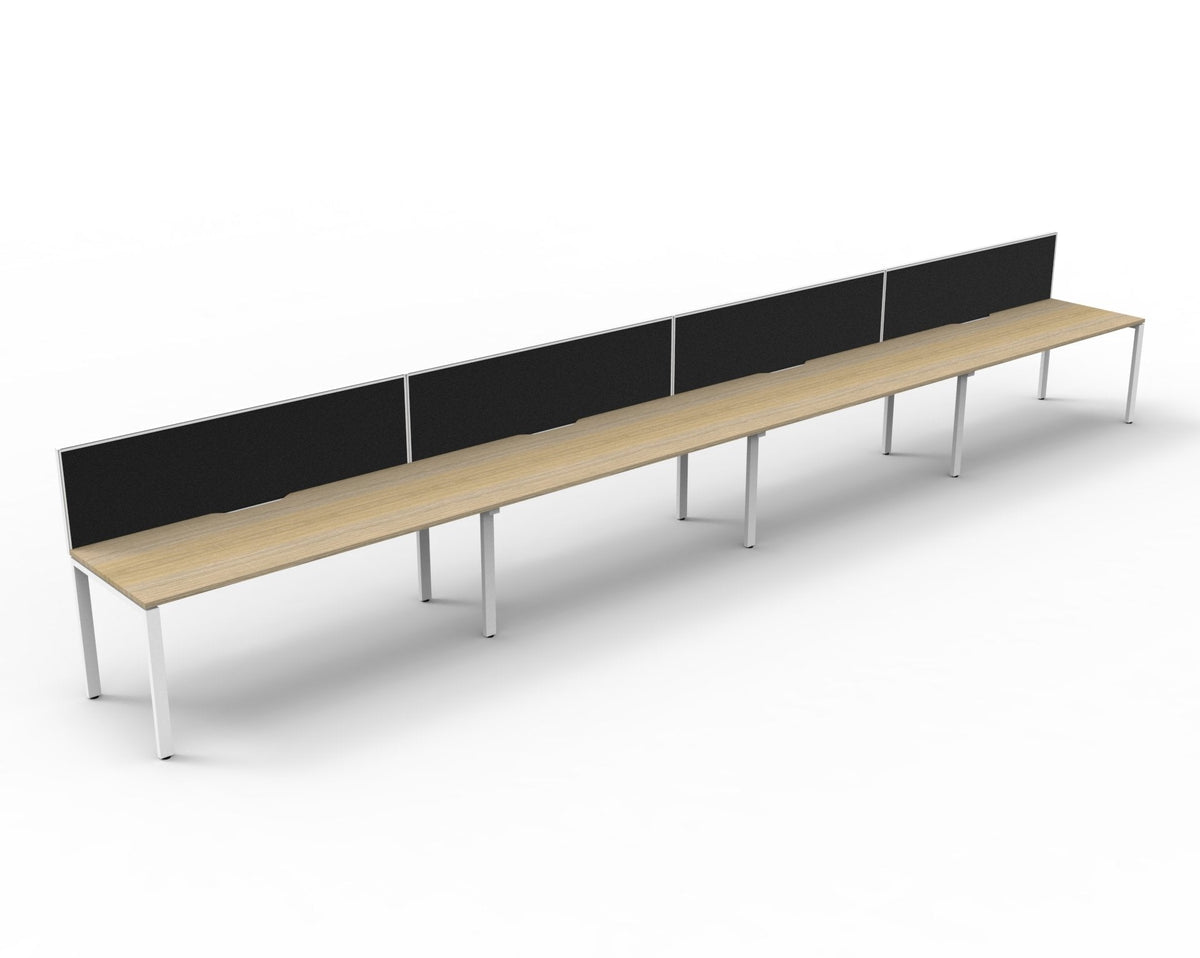 Rapidline Deluxe Infinity Single Sided 4 Person Workstation Profile Leg 1800 x 750mm with Screen Natural Oak / White Satin