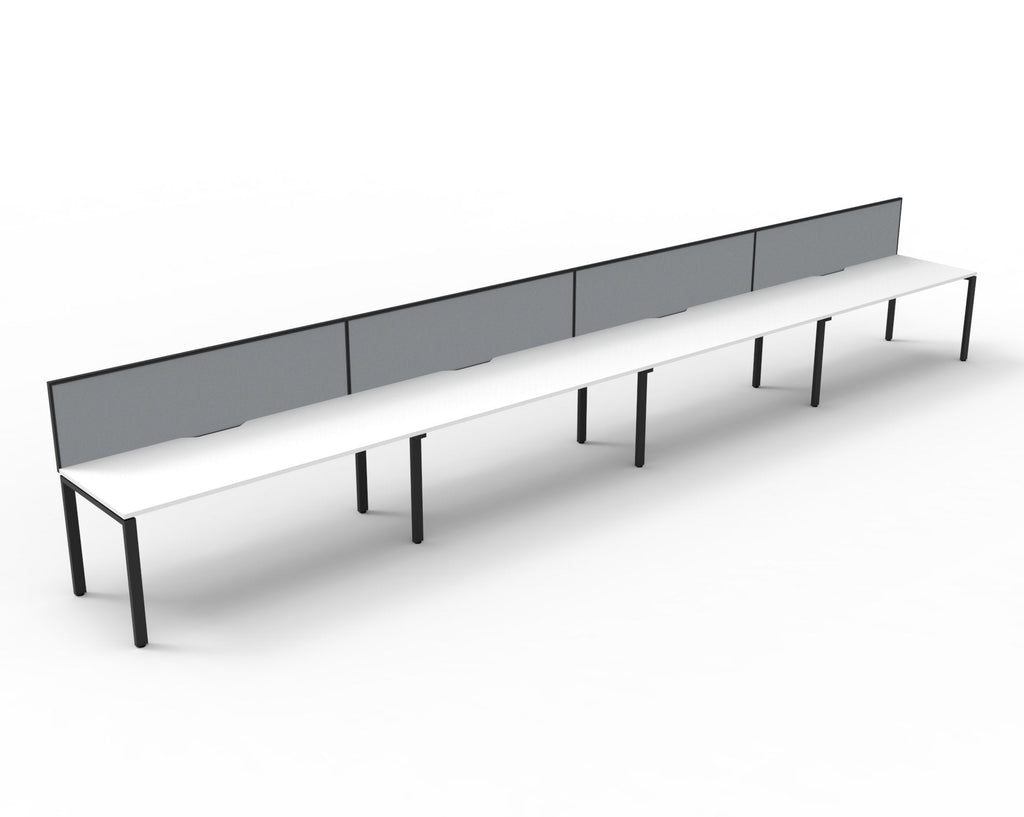 Rapidline Deluxe Infinity Single Sided 4 Person Workstation Profile Leg 1800 x 750mm with Screen Natural White / Black Satin