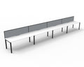 Rapidline Deluxe Infinity Single Sided 4 Person Workstation Profile Leg 1800 x 750mm with Screen Natural White / Black Satin