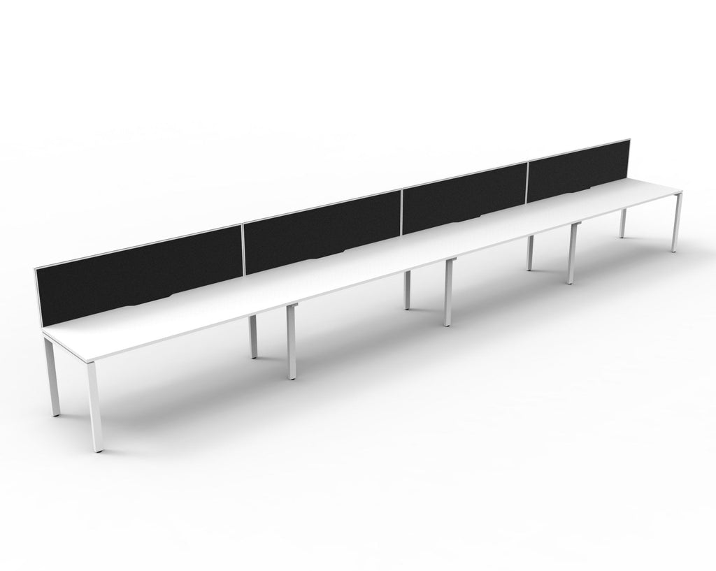 Rapidline Deluxe Infinity Single Sided 4 Person Workstation Profile Leg 1500 x 750mm with Screen Natural White / White Satin