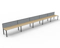 Rapidline Deluxe Infinity Single Sided 5 Person Workstation Profile Leg 1800 x 750mm with Screen Natural Oak / Black Satin