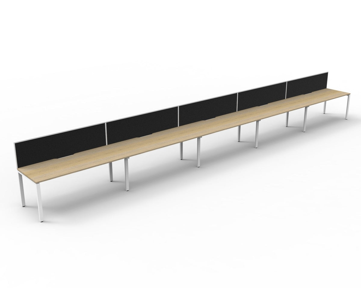 Rapidline Deluxe Infinity Single Sided 5 Person Workstation Profile Leg 1200 x 750mm with Screen Natural Oak / White Satin