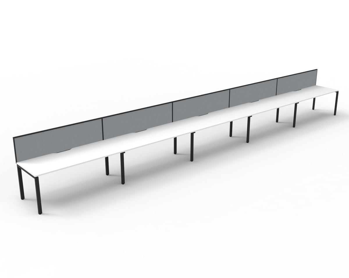 Rapidline Deluxe Infinity Single Sided 5 Person Workstation Profile Leg 1200 x 750mm with Screen Natural White / Black Satin