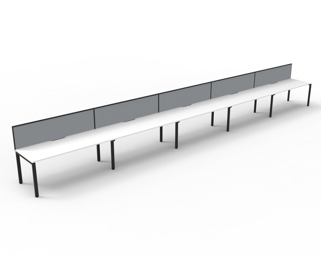 Rapidline Deluxe Infinity Single Sided 5 Person Workstation Profile Leg 1500 x 750mm with Screen Natural White / Black Satin