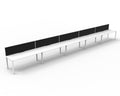 Rapidline Deluxe Infinity Single Sided 5 Person Workstation Profile Leg 1500 x 750mm with Screen Natural White / White Satin
