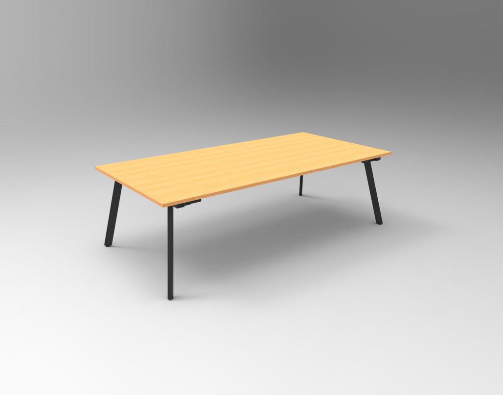 Rapidline Eternity Rectangle Meeting and Boardroom Table 2400 x 1200mm Beech / Black Satin
