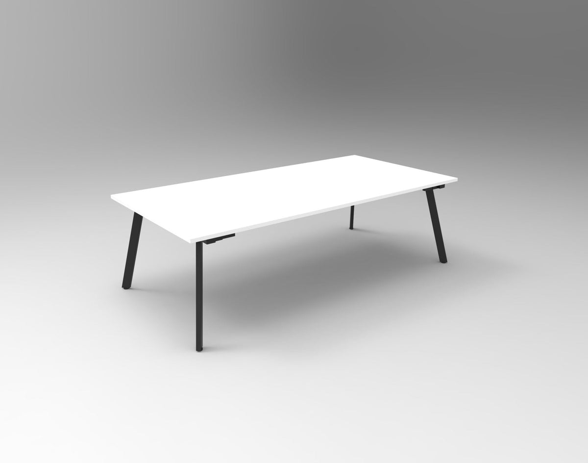 Rapidline Eternity Rectangle Meeting and Boardroom Table 3200 x 1200mm Natural White / Black Satin