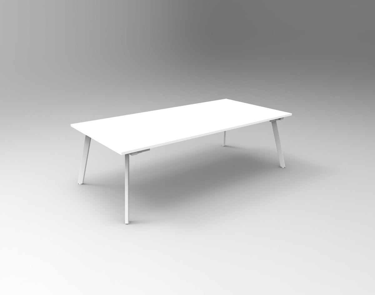Rapidline Eternity Rectangle Meeting and Boardroom Table 2100 x 750mm Natural White / White Satin