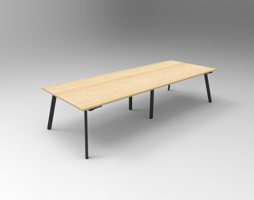 Rapidline Eternity Rectangle Meeting and Boardroom Table 3200 x 1200mm Natural Oak / Black Satin