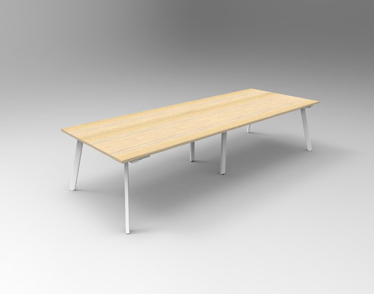 Rapidline Eternity Rectangle Meeting and Boardroom Table 3200 x 1200mm Natural Oak / White Satin