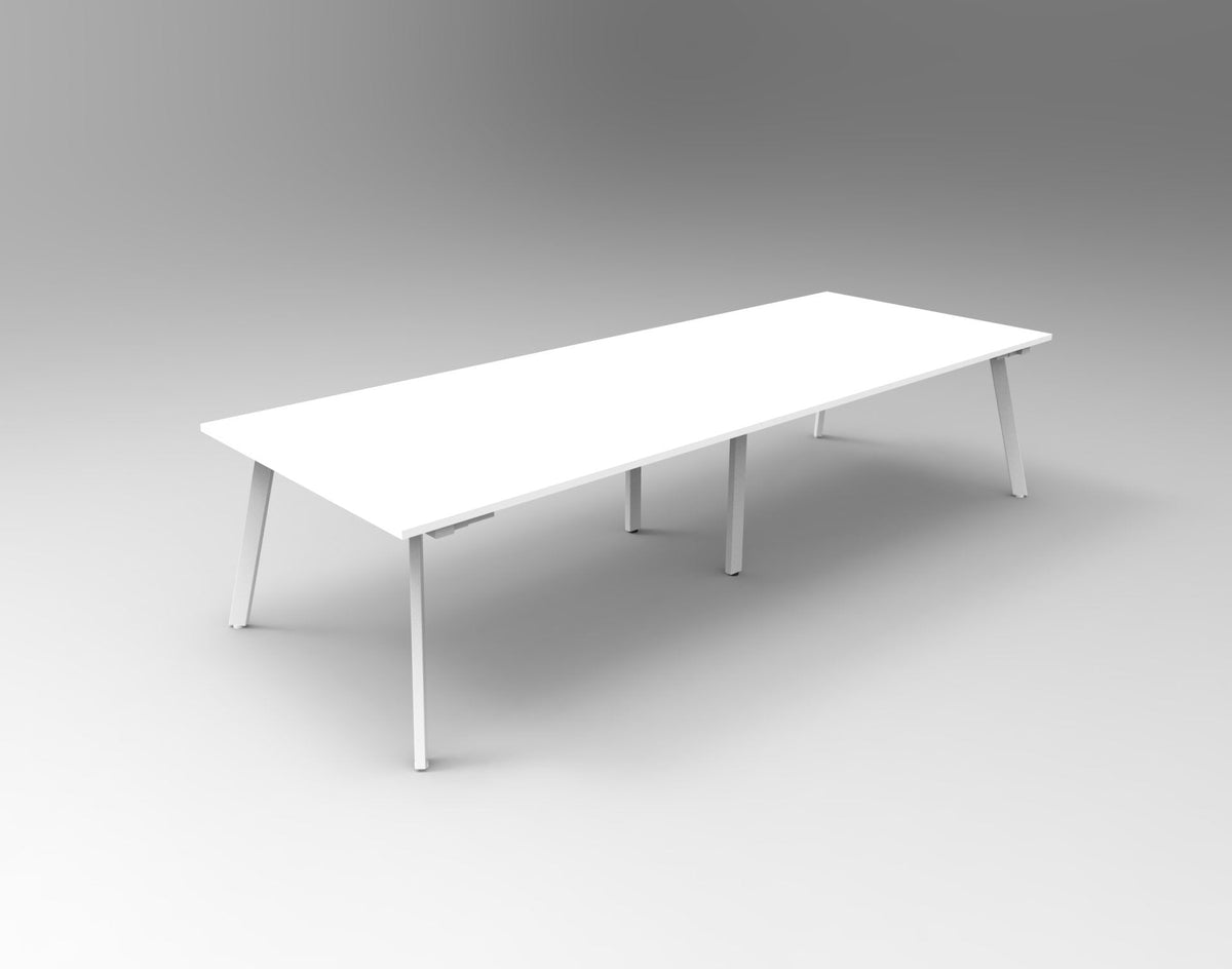 Rapidline Eternity Rectangle Meeting and Boardroom Table 3200 x 1200mm Natural White / White Satin