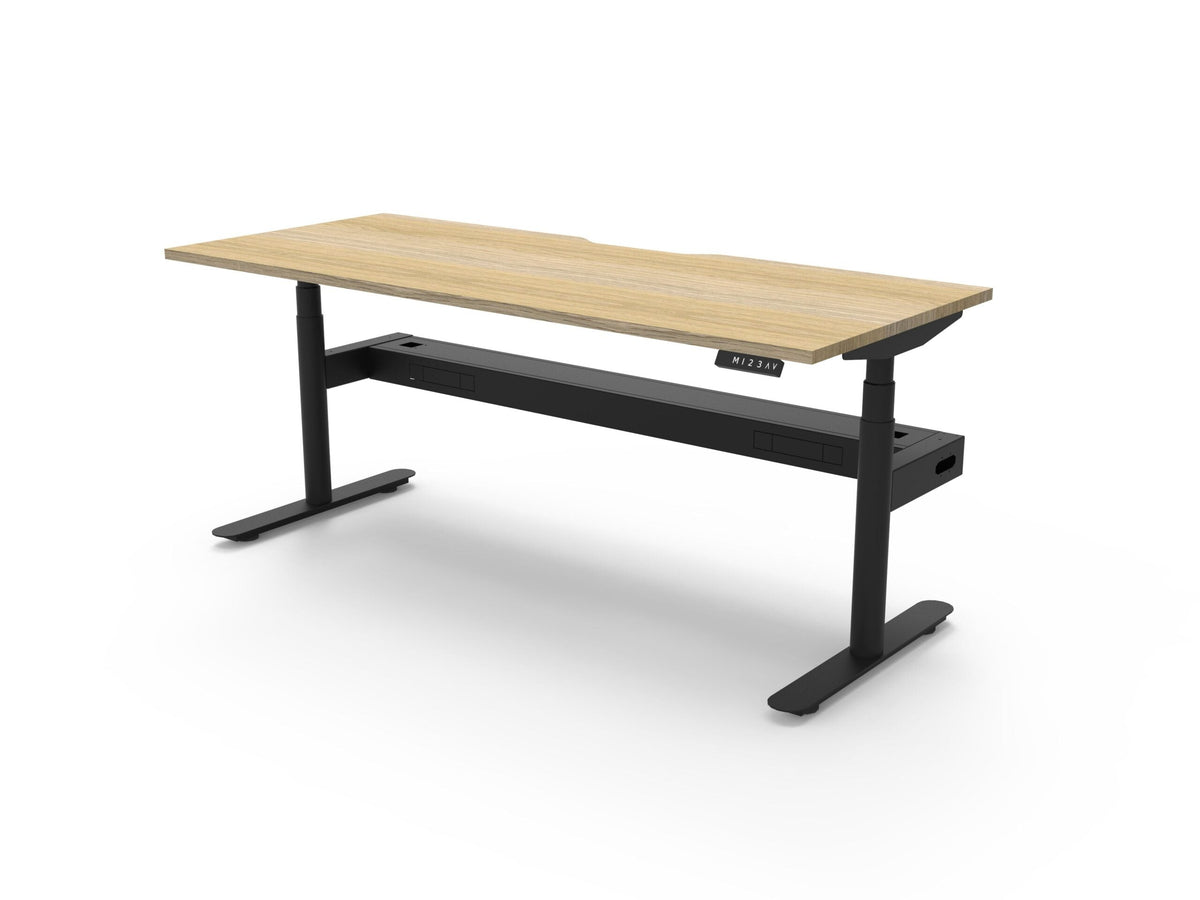 Rapidline Halo Plus Single Sided Workstation 1200 x 750mm with Cable Tray Natural Oak / Black Satin