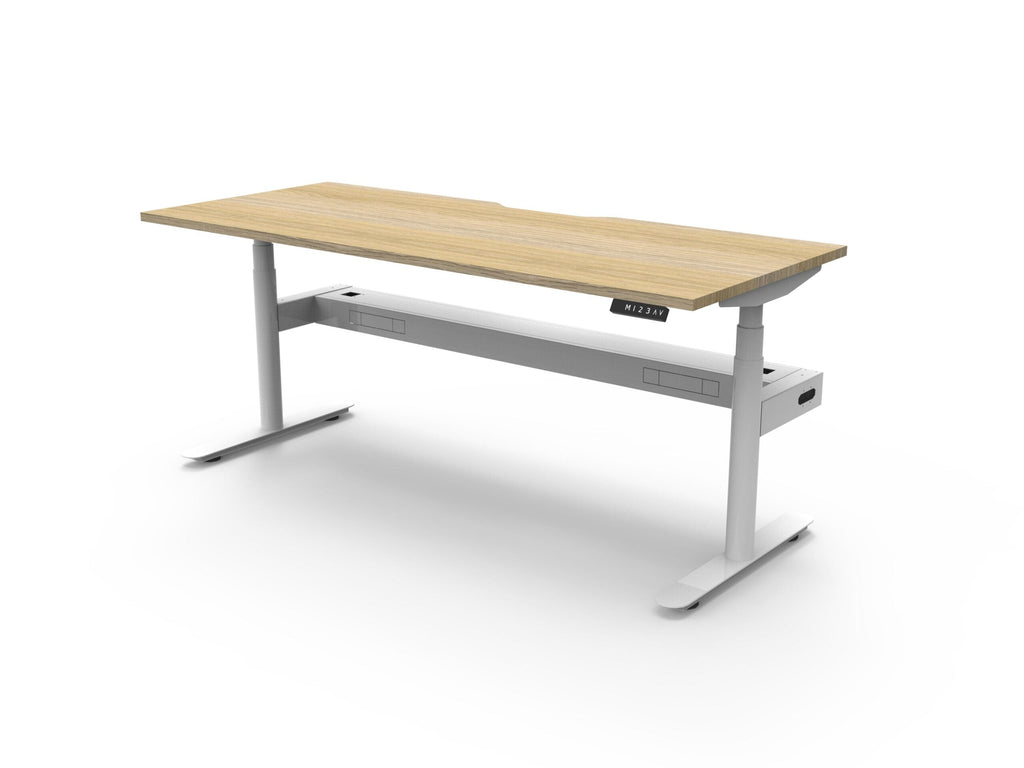 Rapidline Halo Plus Single Sided Workstation 1200 x 750mm with Cable Tray Natural Oak / White Satin