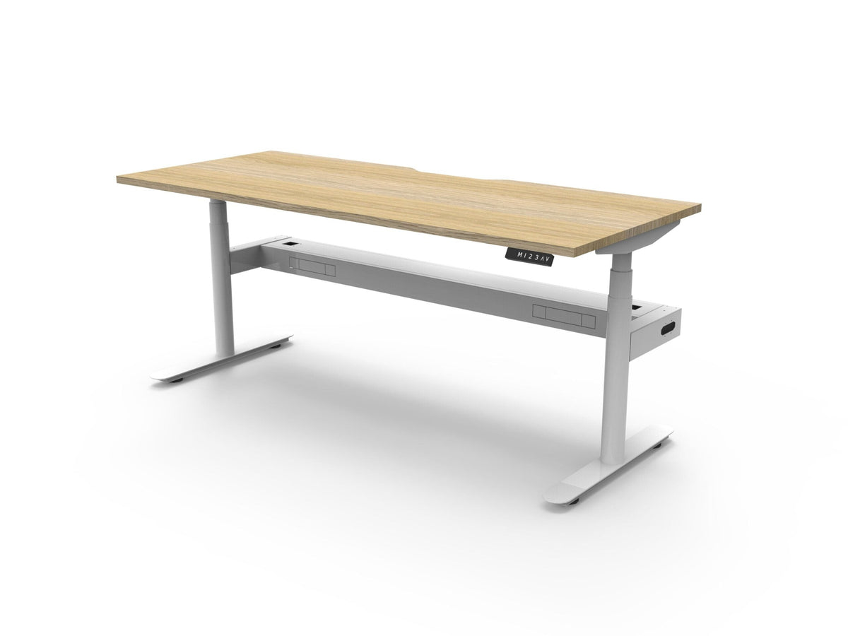 Rapidline Halo Plus Single Sided Workstation 1500 x 750mm with Cable Tray Natural Oak / White Satin