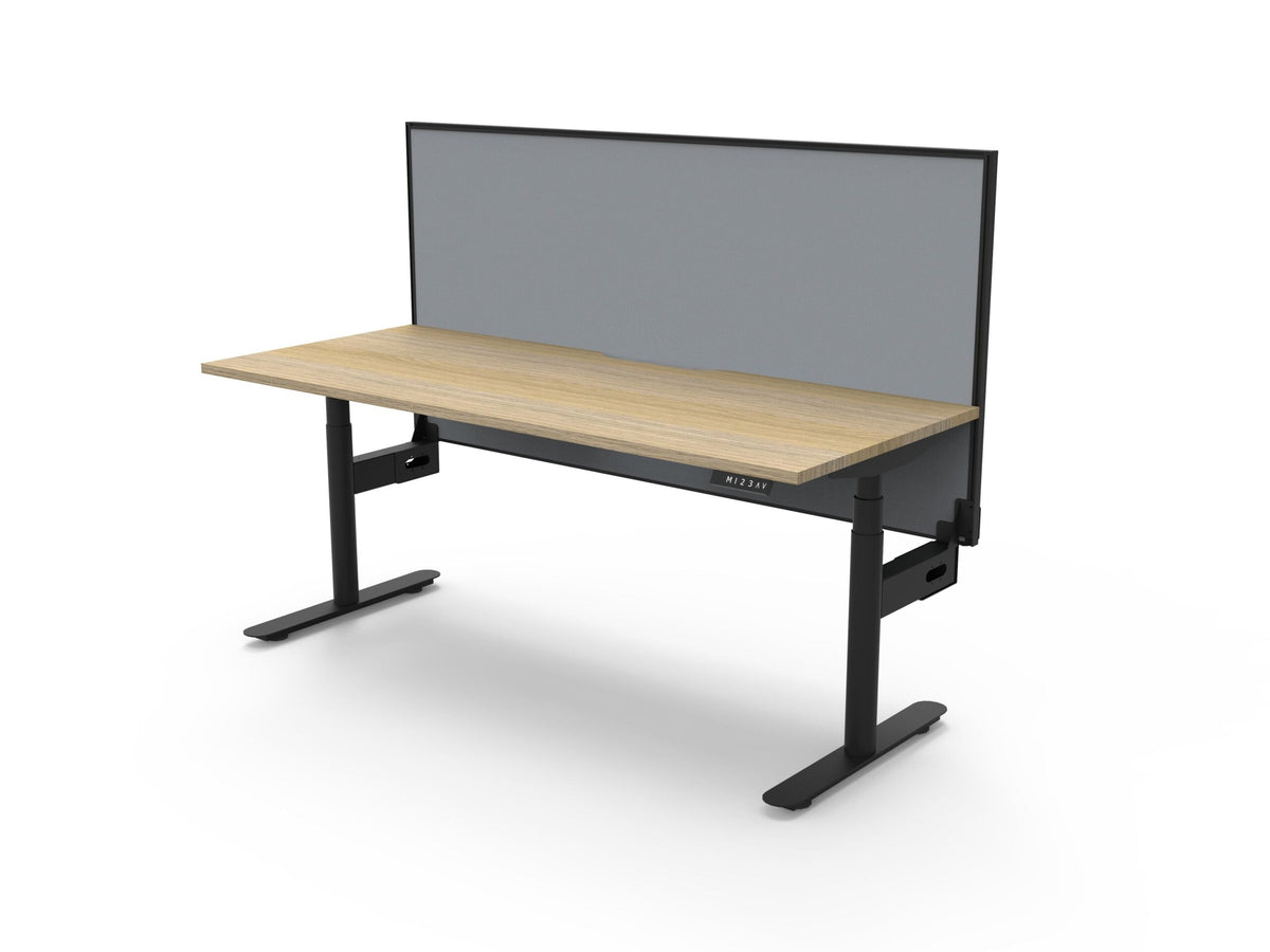 Rapidline Halo Plus Single Sided Workstation 1200 x 750mm with Screen Natural Oak / Black Satin