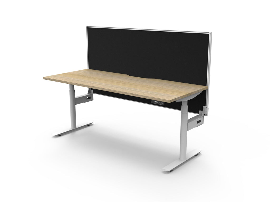 Rapidline Halo Plus Single Sided Workstation 1200 x 750mm with Screen Natural Oak / White Satin