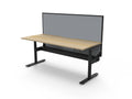 Rapidline Halo Plus Single Sided Workstation 1500 x 750mm with Screen and Cable Tray Natural Oak / Black Satin