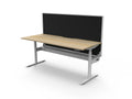 Rapidline Halo Plus Single Sided Workstation 1200 x 750mm with Screen and Cable Tray Natural Oak / White Satin