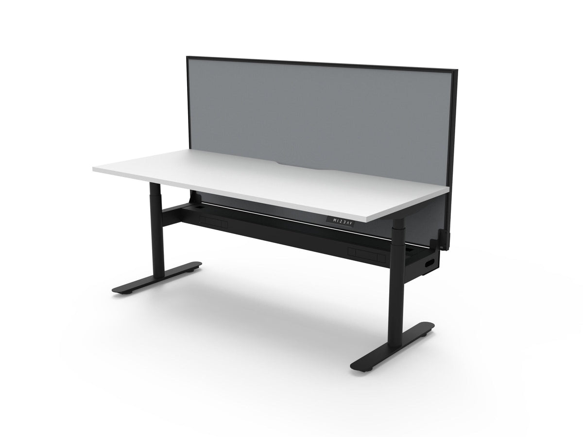 Rapidline Halo Plus Single Sided Workstation 1800 x 750mm with Screen and Cable Tray Natural White / Black Satin