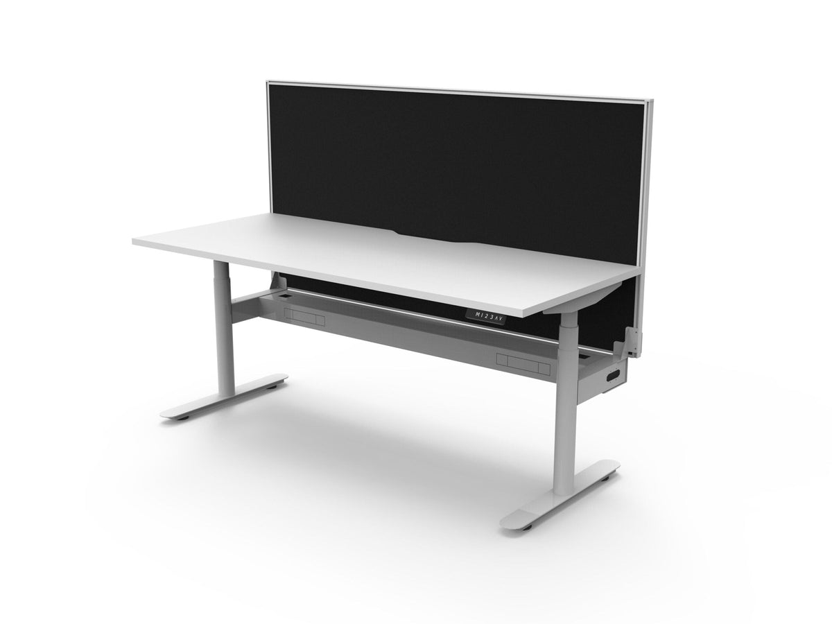 Rapidline Halo Plus Single Sided Workstation 1500 x 750mm with Screen and Cable Tray Natural White / White Satin