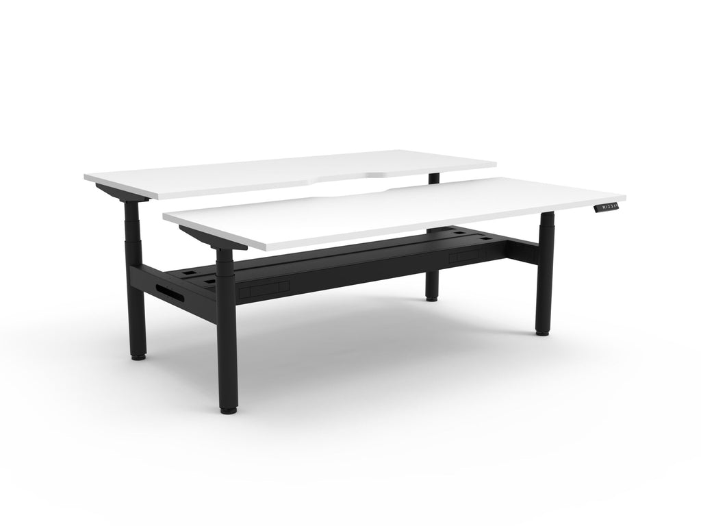 Rapidline Halo Plus Back to Back Workstation 1500 x 750mm with Cable Tray Natural White / Black Satin