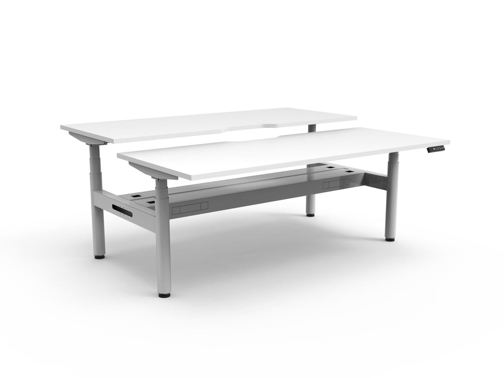 Rapidline Halo Plus Back to Back Workstation 1200 x 750mm with Cable Tray Natural White / White Satin