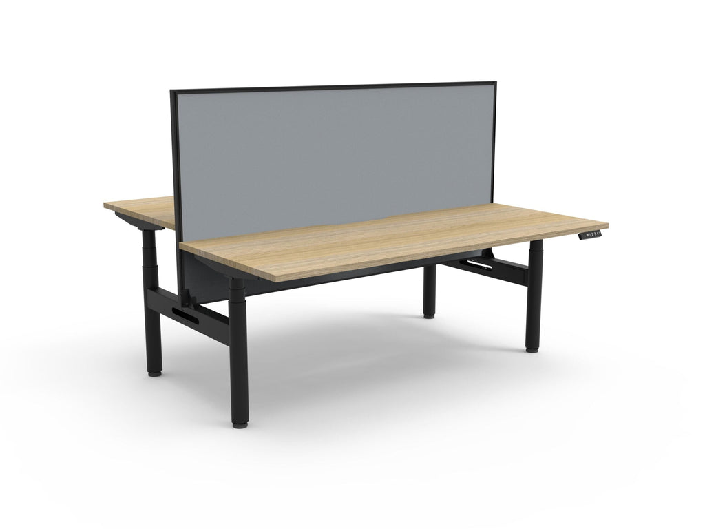 Rapidline Halo Plus Back to Back Workstation 1500 x 750mm with Screen Natural Oak / Black Satin
