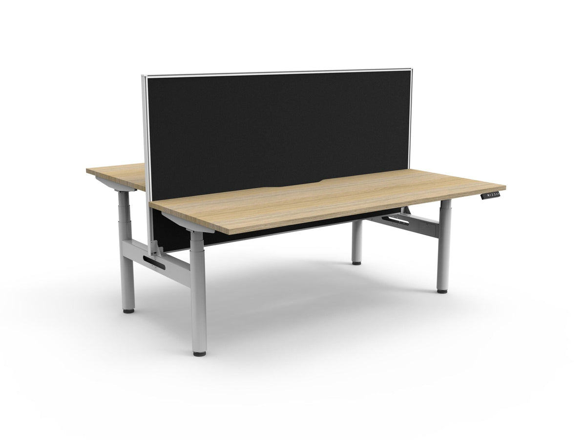 Rapidline Halo Plus Back to Back Workstation 1200 x 750mm with Screen Natural Oak / White Satin