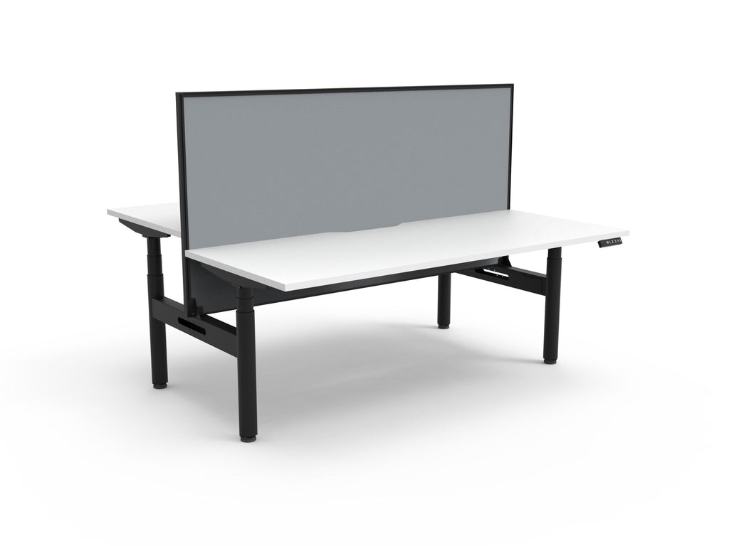 Rapidline Halo Plus Back to Back Workstation 1500 x 750mm with Screen Natural White / Black Satin
