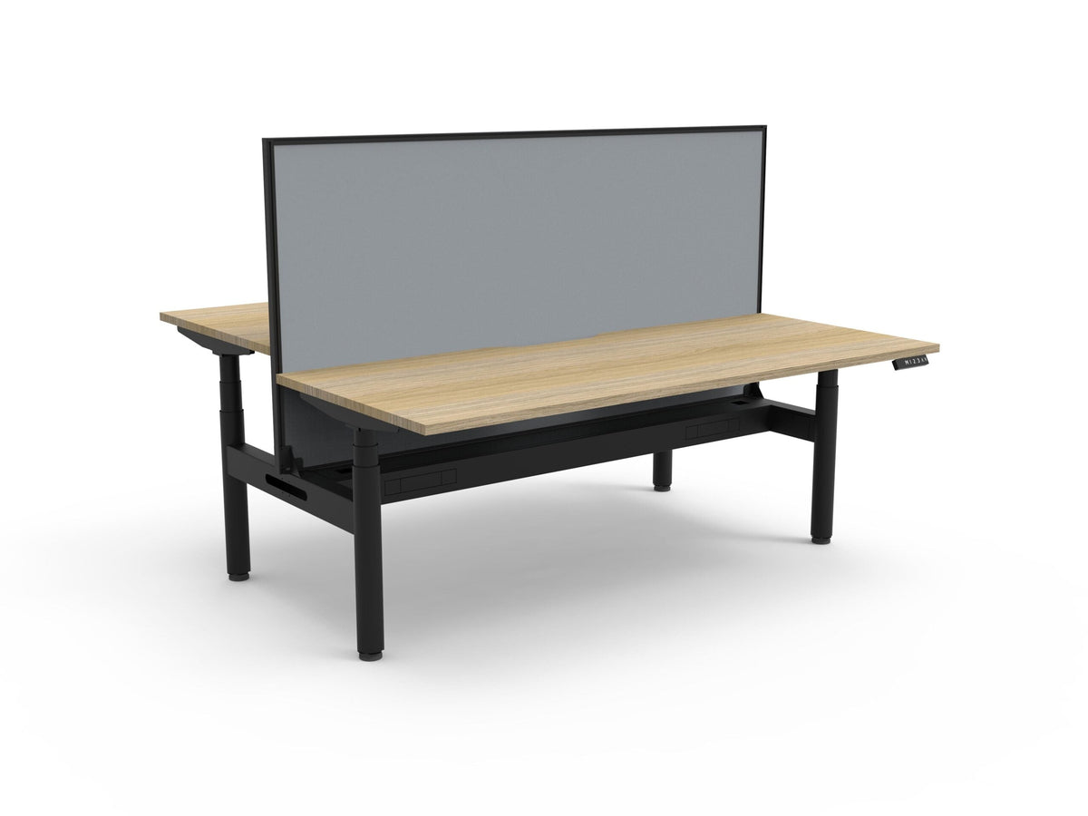 Rapidline Halo Plus Back to Back Workstation 1500 x 750mm with Screen and Cable Tray Natural Oak / Black Satin