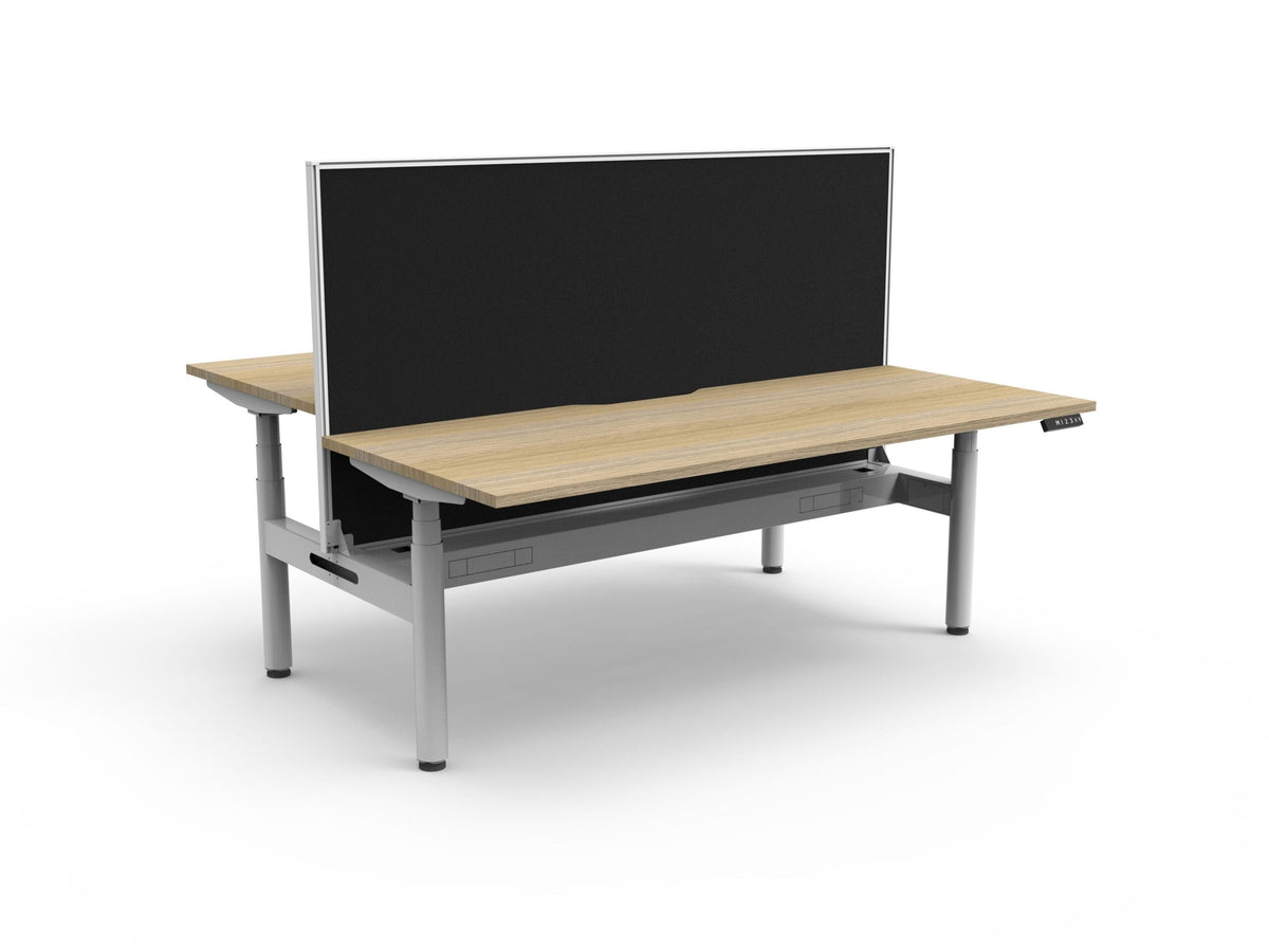 Rapidline Halo Plus Back to Back Workstation 1800 x 750mm with Screen and Cable Tray Natural Oak / White Satin