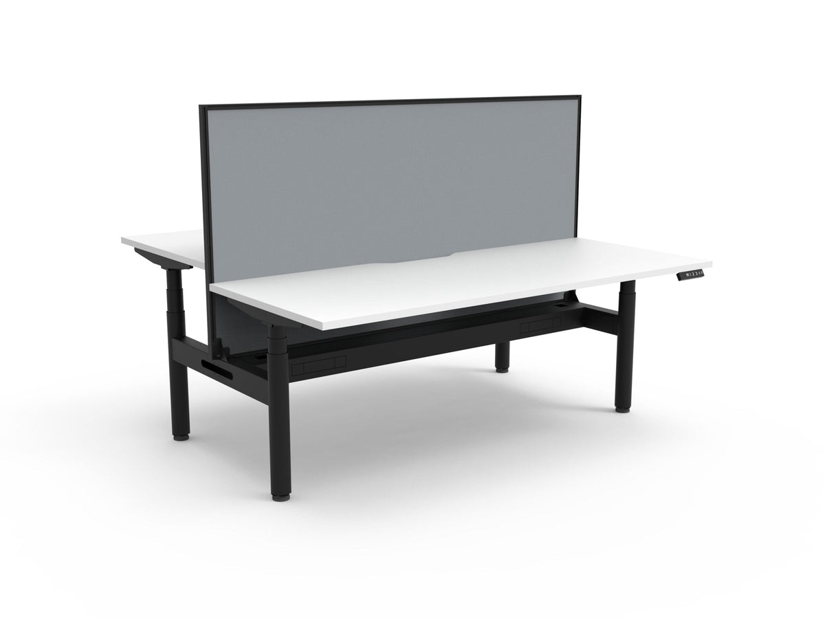 Rapidline Halo Plus Back to Back Workstation 1200 x 750mm with Screen and Cable Tray Natural White / Black Satin