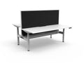 Rapidline Halo Plus Back to Back Workstation 1500 x 750mm with Screen and Cable Tray Natural White / White Satin