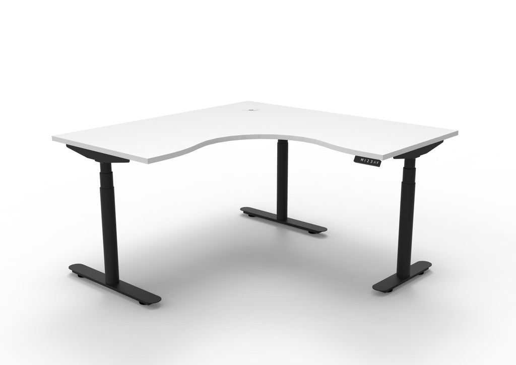 Rapidline Halo Plus Corner Workstation 1500 x 1500 x 750mm Natural White / Black Satin