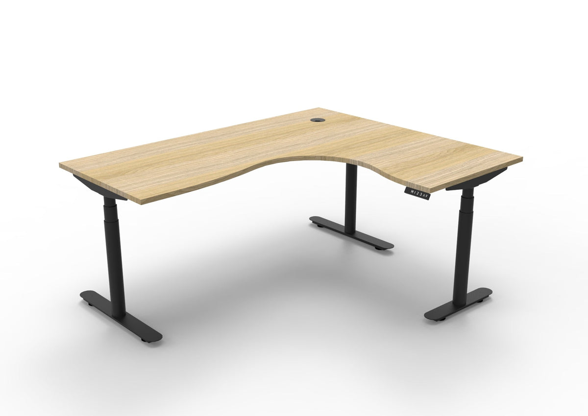 Rapidline Halo Plus Corner Workstation 1800 x 1500 x 750mm Natural Oak / Black Satin