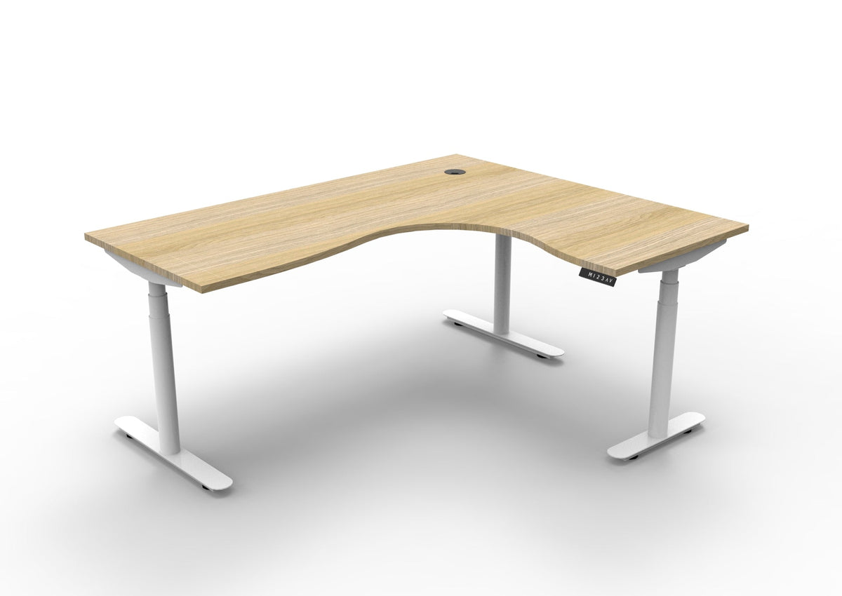 Rapidline Halo Plus Corner Workstation 1800 x 1500 x 750mm Natural Oak / White Satin