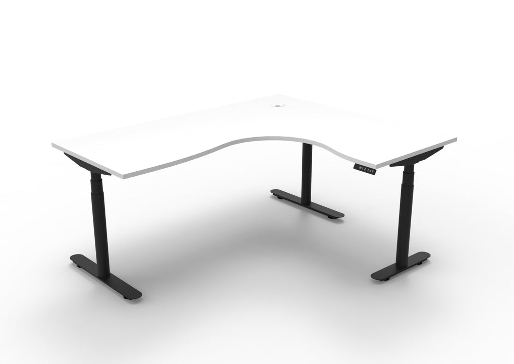 Rapidline Halo Plus Corner Workstation 1800 x 1500 x 750mm Natural White / Black Satin