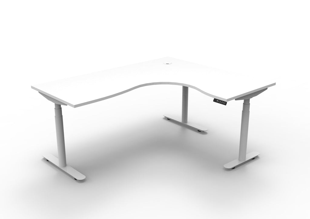 Rapidline Halo Plus Corner Workstation 1800 x 1500 x 750mm Natural White / White Satin