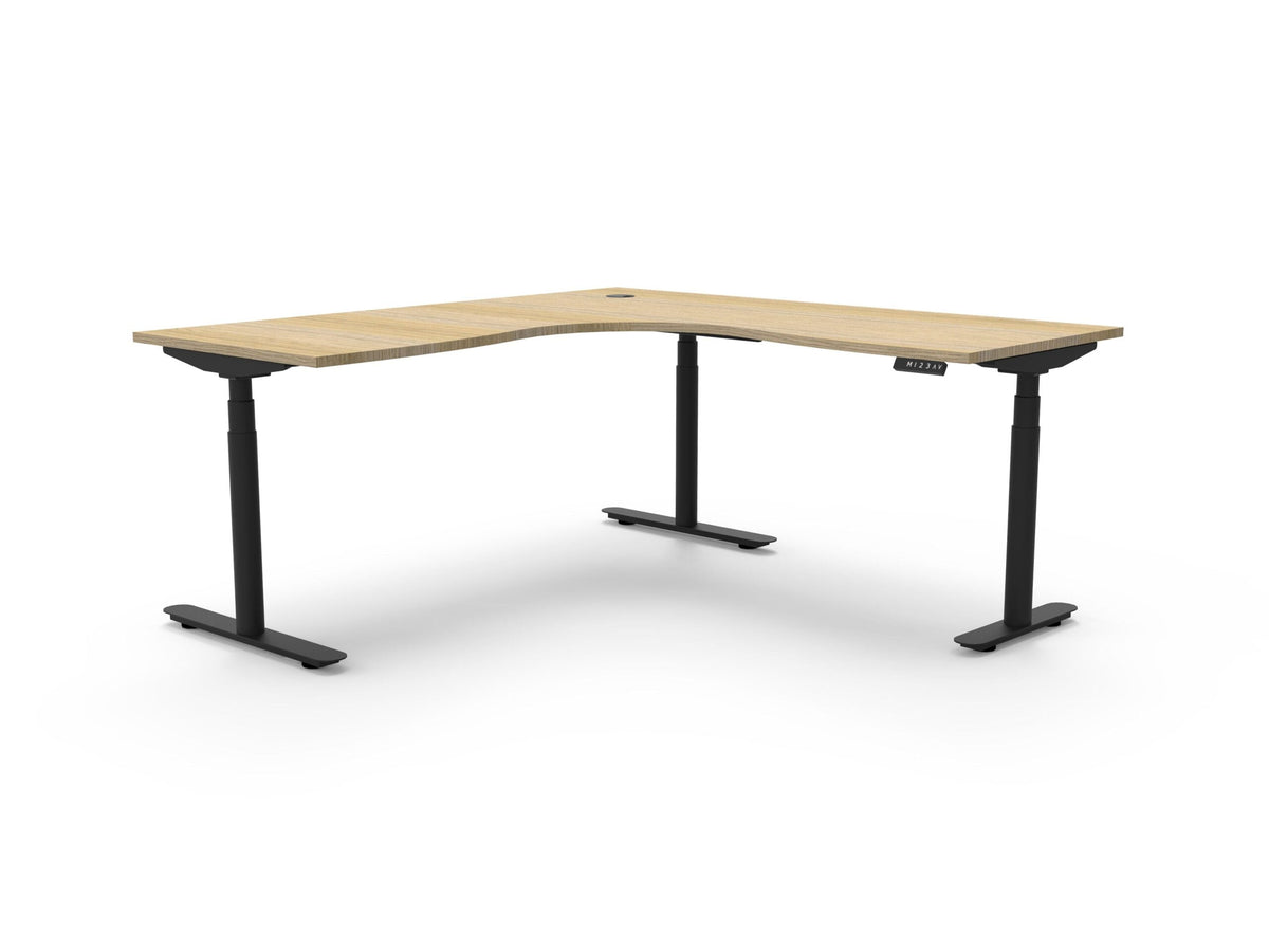 Rapidline Halo Plus Corner Workstation 1800 x 1800 x 750mm Natural Oak / Black Satin