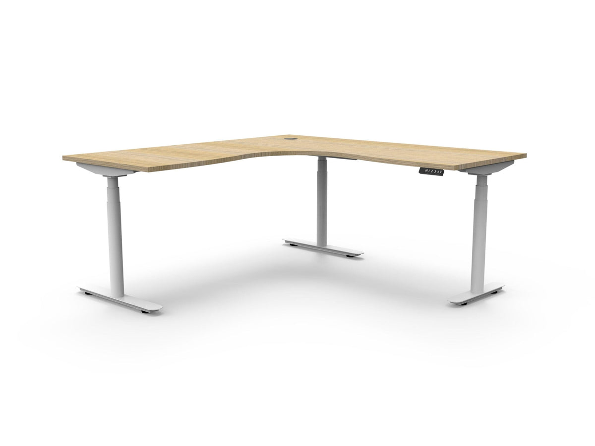 Rapidline Halo Plus Corner Workstation 1800 x 1800 x 750mm Natural Oak / White Satin