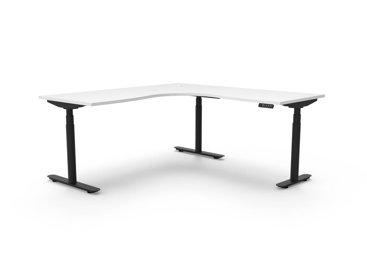 Rapidline Halo Plus Corner Workstation 1800 x 1800 x 750mm Natural White / Black Satin
