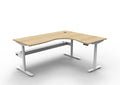 Rapidline Halo Plus Corner Workstation 1800 x 1500 x 750mm with Cable Tray Natural Oak / White Satin