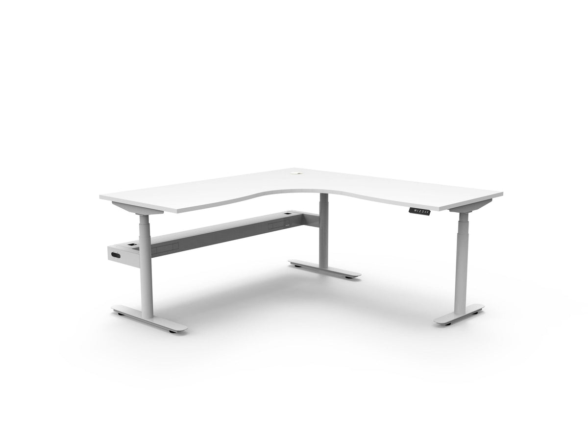 Rapidline Halo Plus Corner Workstation 1800 x 1800 x 750mm with Cable Tray Natural White / White Satin