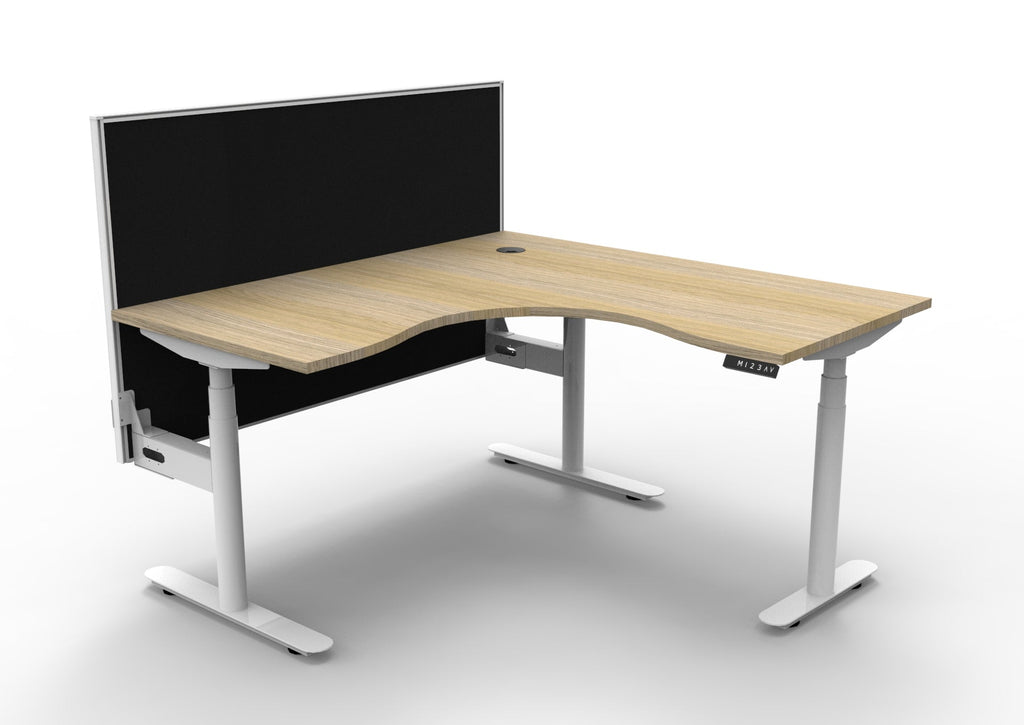 Rapidline Halo Plus Corner Workstation 1500 x 1500 x 750mm with Screen Natural Oak / White Satin