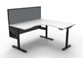 Rapidline Halo Plus Corner Workstation 1500 x 1500 x 750mm with Screen Natural White / Black Satin